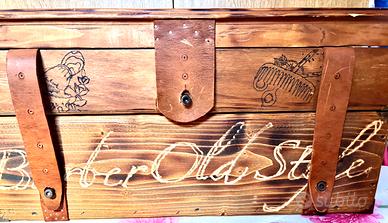 Baule Barber Shop in legno artigianale