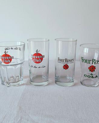 Set 4 bicchieri Havana Club e Four Roses