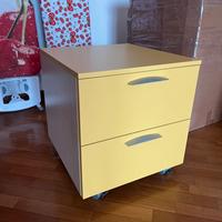 Cassettiera su ruote 2 cassetti colore giallo