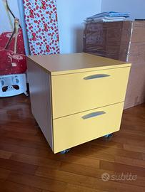 Cassettiera su ruote 2 cassetti colore giallo