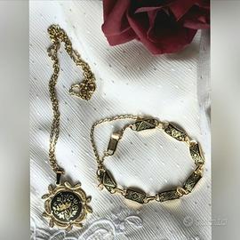 Parure collana bracciale stile damasco 1980