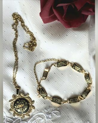 Parure collana bracciale stile damasco 1980