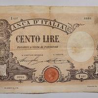 BANCONOTA DA 100 LIRE 1915 BANCA D'ITALIA