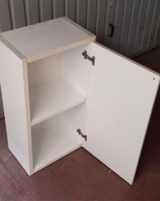 mobiletto a un anta .in legno, di colore bianco 