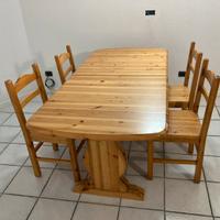 Tavolo allungabile rustico LEGNO DI PINO e 8 sedie