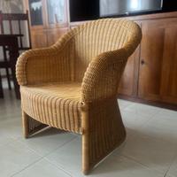 Poltrona Vintage, Vimini naturale, anni 80