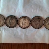 N.5 monete 500 Lire d'argento