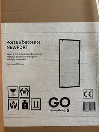 Porta  battente per doccia 90x200 profilo nero