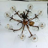 LAMPADARIO VINTAGE OTTO BRACCIA CON GOCCE CRISTALL