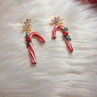 christmas candy cane earrings polymerclay 