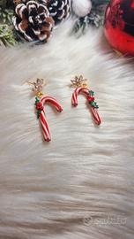 christmas candy cane earrings polymerclay 