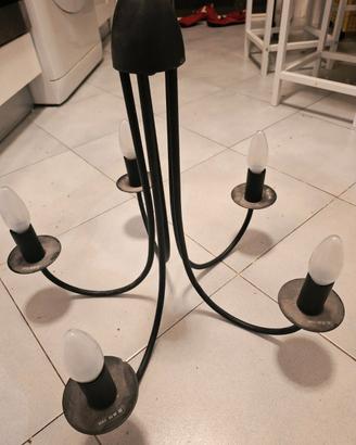 lampadario nuovo ferro battuto a 5 bracci con