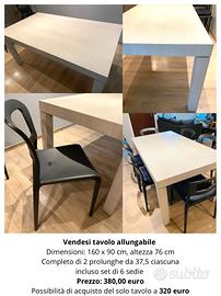 Tavolo da pranzo allungabile con 6 sedie