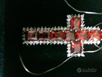 collana in argento cm 40 croce cm 6 