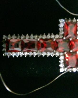 collana in argento cm 40 croce cm 6 