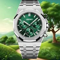 custom Seiko mod cronografo royal oak green