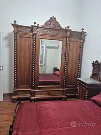 Set camera da letto antico in legno di noce –