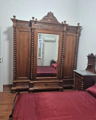 Set camera da letto antico in legno di noce –