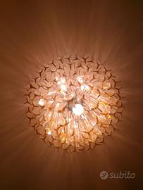 Lampadario stile Venini anni '70 con triedri