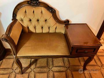 Divanetto Porta Telefono in legno Arte Povera 