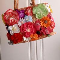 Borsa grande floreale in paglia