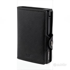 Portafoglio slim nero in pelle Moero Anti RFID