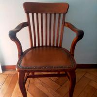 poltrona da scrivania legno e cuoio Vintage anni 5
