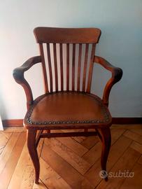 poltrona da scrivania legno e cuoio Vintage anni 5