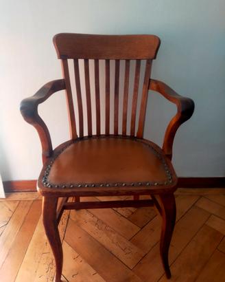poltrona da scrivania legno e cuoio Vintage anni 5