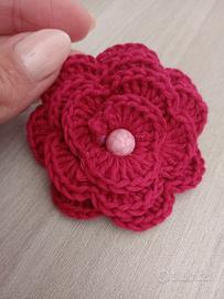 molletta handmade fiore fucsia