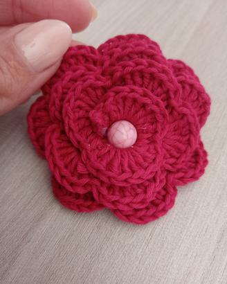 molletta handmade fiore fucsia
