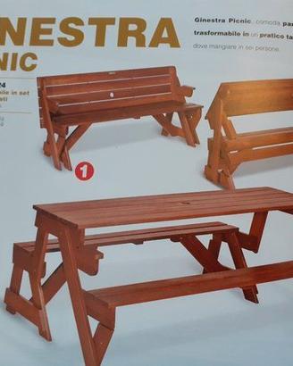 PANCA GINESTRA TRASFORMABILE SET PIC-NIC