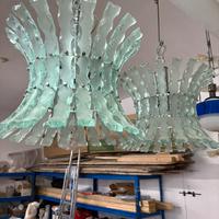 Coppia Di Lampadari in Cristallo Murano