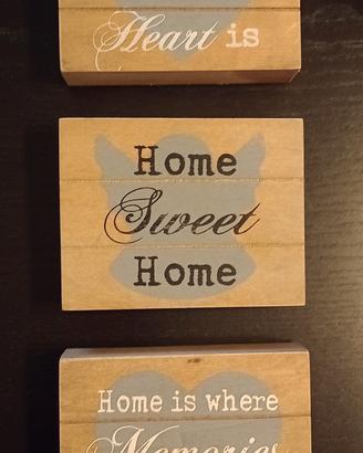 Set di 3 pannelli decorativi in legno 
