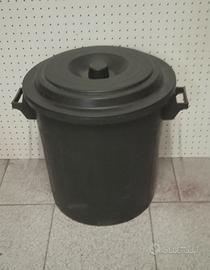 S 159- Bidone  plastica nero lt.50 c/coperchio