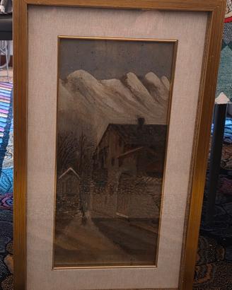 Dipinto Olio su Tela - Paesaggio Alpino 