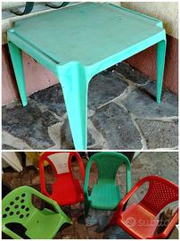 Tavolo e 4 sedie plastica bimbi