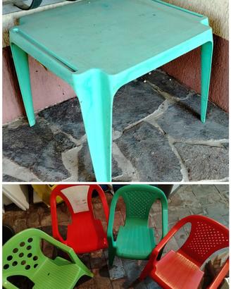 Tavolo e 4 sedie plastica bimbi