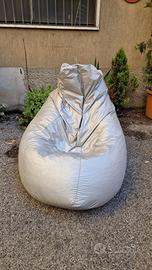 poltrona sacco design ecopelle argento 