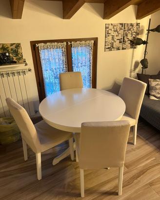 Tavolo tondo diametro 110-150 con 4 sedie IKEA