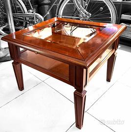 Tavolino Quadrato Modello "Bacheca" Noce Massello