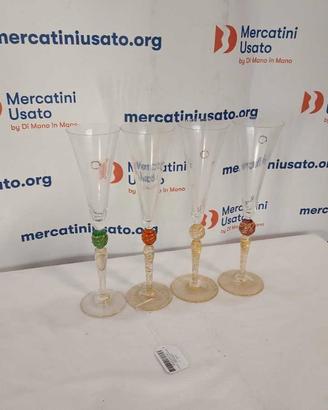 4 Calici V.Nason e C. Murano Con Stelo Dorato