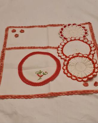 set due tovagliette 1 centrino 3 presine vintage