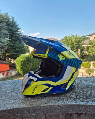 Casco Airoh  blu e giallo da cross