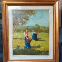 Quadro d'autore scena campestre Paluzzi