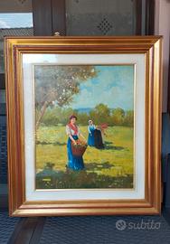 Quadro d'autore scena campestre Paluzzi