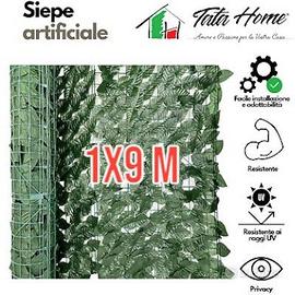 Siepe Artificiale 1x9m Edera Finta per Recinzione