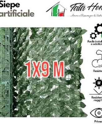 Siepe Artificiale 1x9m Edera Finta per Recinzione