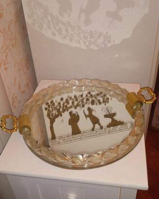 Vassoio in vetro di Murano oro 24 kt