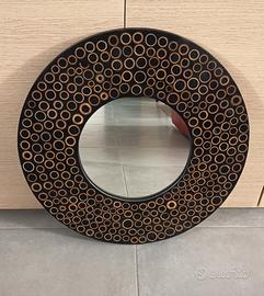 Specchio rotondo cornice legno
